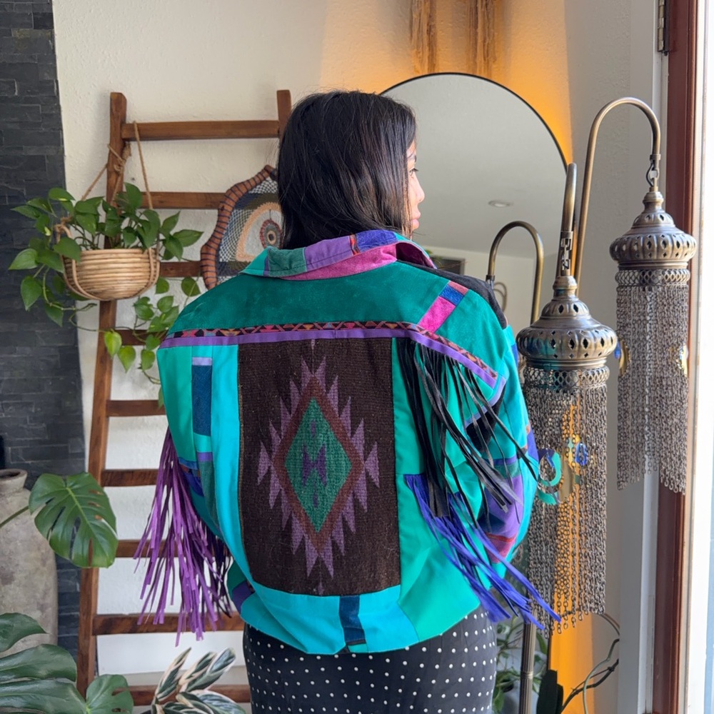 Colorful Women's Patchwork Jacket - Picture 5 of 6